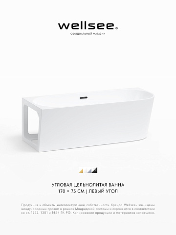 Акционный набор 2 в 1 Wellsee Excellence Pro акриловая ванна пристенная 170x75 с сифоном 28760703R