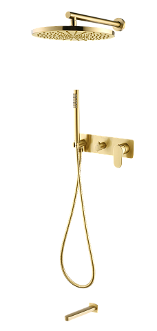 Смеситель встроенный для душа с верхней лейкой и изливом Boheme SPECTRE Matt Gold 454-2-MG