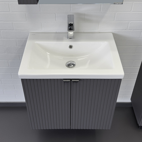 Тумба-умывальник Comforty Лима-60П антрацит с раковиной Комо 60 00-00019236