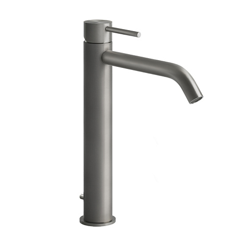 GESSI 316 Смеситель для раковины на 1 отверстие, высокий h=305мм, с донным клапаном, излив 155мм, цвет: steel brushed, 54003#239