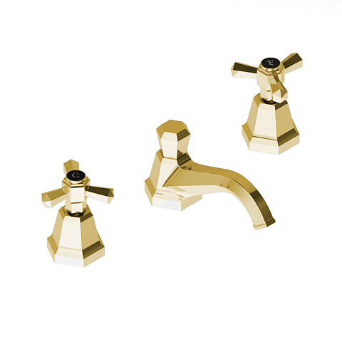 Stella Eccelsa Смеситель для раковины на 3 отверстия 3224, с донным клапаном, цвет: золото 24К, EC 00011 AU00