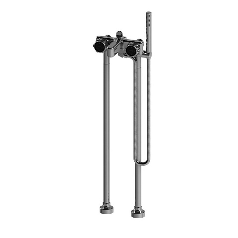 Stella Timeaster Напольный смеситель для ванны 3267/CL306 с ручным душем, ручка d=65мм, цвет: хром, ручка черная, TD 02006 CR00N