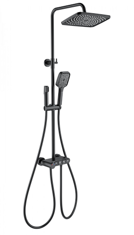 Душевая система с термостатом WONZON & WOGHAND MUSE Corno, Черный матовый WW-B3112-MB