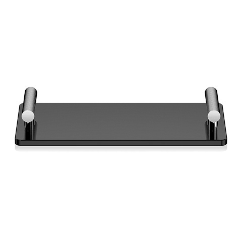 Decor Walther Club Tab Поднос с ручками, стеклянный, цвет: хром / черное стекло, 0856105
