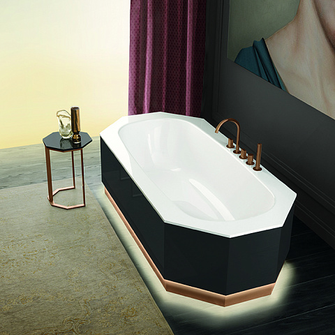 VITAGE milldue edition Dandy Столик 354х354х512 мм., структура матовое розовое золото, столешница глянцевый Grafite, 7772.133.331