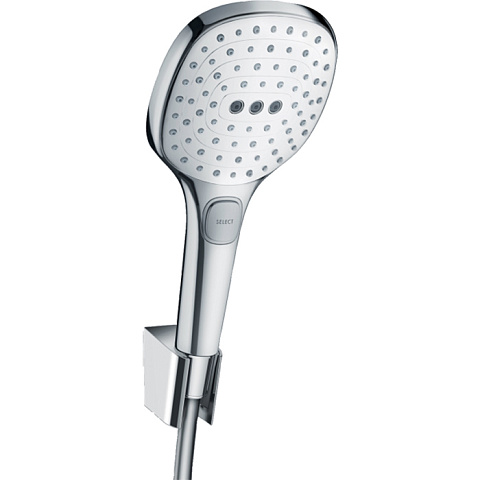 Hansgrohe HG Raindance Select E Душевой набор: ручной душ 120, 3jet (Rain, RainAir, Whirl), держатель, шланг 1,6м, цвет: белый/хром, 26720400