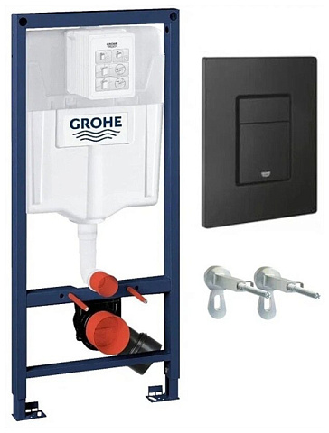 Инсталляция для подвесного унитаза Grohe Rapid SL 38811KF0 3 в 1 с кнопкой Skate, черная матовая
