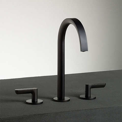 Fantini Icona Deco Смеситель для раковины, 3 отв., с нажимн. донным клапаном, излив 160мм, цвет: оружейная сталь, 53 P5 R107
