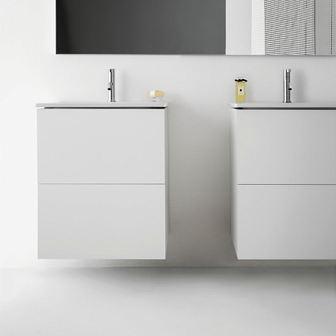 Laufen Kartell комплект: тумба с керамич раковиной с 1 отв. под смес, цвет бел 600х500х725мм, с 2 выдв. ящик, цвет: белый матов (НЕ произв!), 8.6033.3.640.104.1