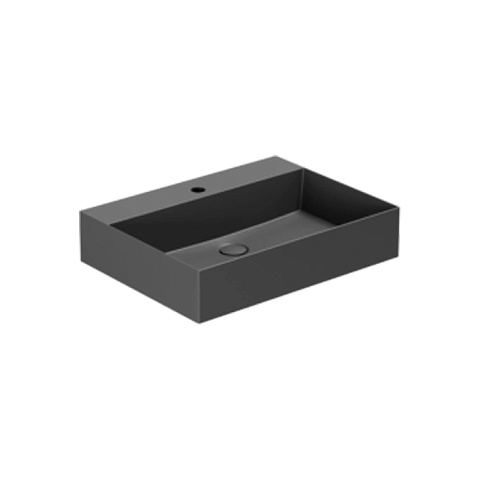 AZZURRA ELEGANCE Squared раковина подвесная/накладная 60х45см с 1 отв. под смеситель , цвет carbone, ELLP060450QMCA/(EQA60M ca)*1