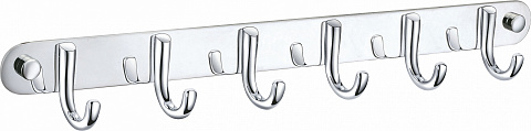 Вешалка с 6 крючками для ванной WONZON & WOGHAND, Хром WW-9384-6
