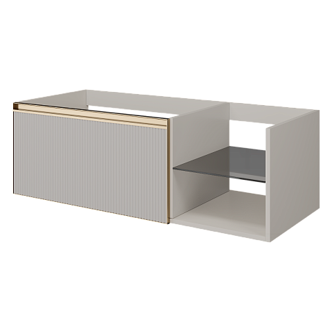 Armadi Art QUATRO 6 120см (80+40) тумба рифл CASHMERE FUGA профиль MATT GOLD 790-M6-120-CM-RIB-MG