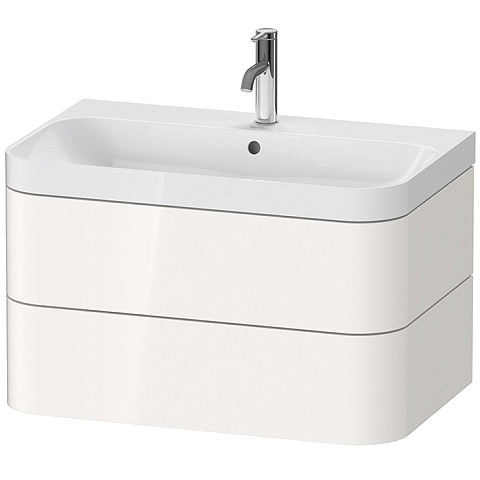 Duravit Happy D.2 Plus Тумба подвесная с умывальником 775х490х468 мм, с 1 отв под смесит, 2 ящика, выпуск и сифон в комплекте, цвет белый глянцевый, HP4347O2222