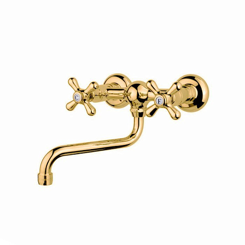 Nicolazzi Nuova Brenta Смеситель для раковины с 2мя ручками, настенный, цвет: Gold Brass, 2505GB