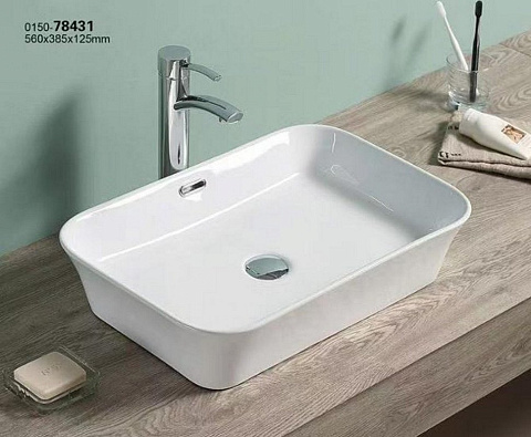 Раковина накладная CeramaLux 78431 560×385 мм, белый глянцевый
