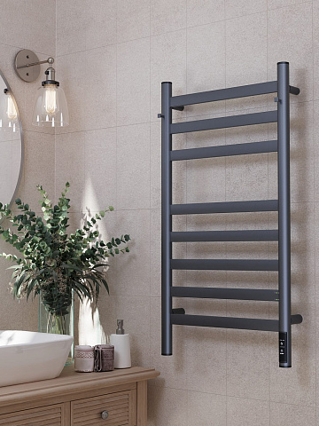 Полотенцесушитель электрический APEXTERMO Сфера SF10184GF 800x400 с крючками, графит металлик
