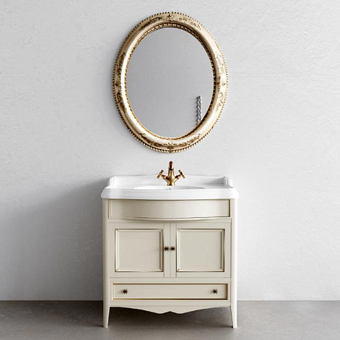 TW collection TW Veronica, База с раковиной Simas AR864bi*1 90*56см, с 1отв., 2 распашные дверки+1 выдв.ящик, доводч. Blum, ручки: Riflesso бронза, цвет: vintage, VER3090-V+AR864bi*1 комплект