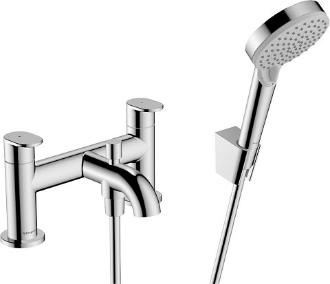 Смеситель Hansgrohe Vernis Blend на край ванны, на 2 отверстия, и ручной душ Veris Blend Vario, хром 71461000