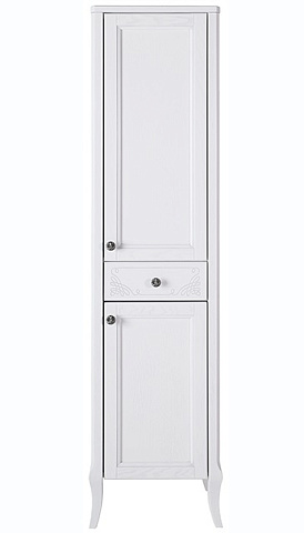 Пенал ASB-Woodline Салерно 40 белый патина серебро