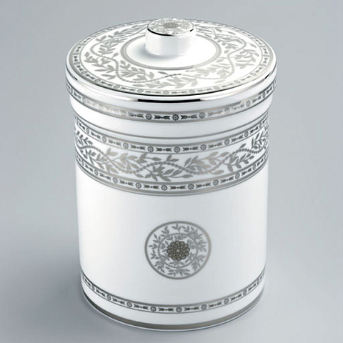 THG MARQUISE BLANC DECOR PLATINE Банка керамическая с крышкой, настольная, декор платина, цвет белый, A7G-A02-4611