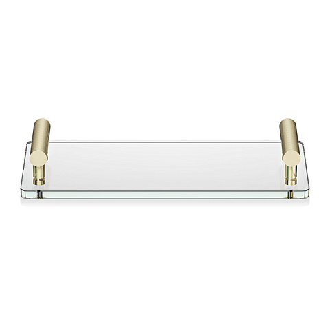 Decor Walther Club Tab Поднос с ручками, стеклянный, цвет: золото матовое / прозрачное стекло, 0856182