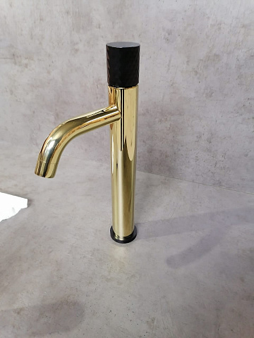 Смеситель Boheme STICK для умыв. выс. GOLD Matt Black (комплект) 122-GB