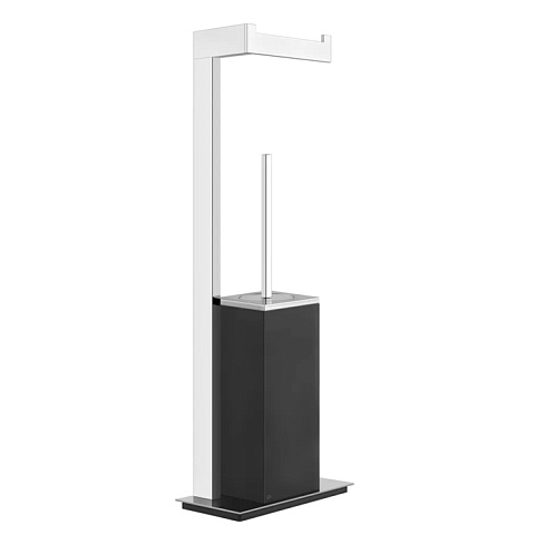 Gessi Rettangolo Стойка с держателем для туалетной бумаги и ершиком, напольная, цвет: хром/черный, 20934#031
