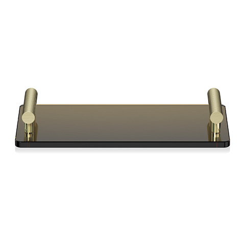 Decor Walther Club Tab Поднос с ручками, стеклянный, цвет: матовое золото / коричневое стекло, 0856183
