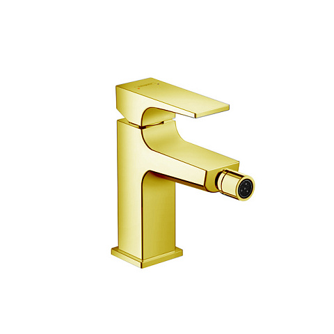 Hansgrohe HG Metropol Смеситель для биде на 1 отв, с донным клапаном, излив 129мм, цвет: золото, 32520990