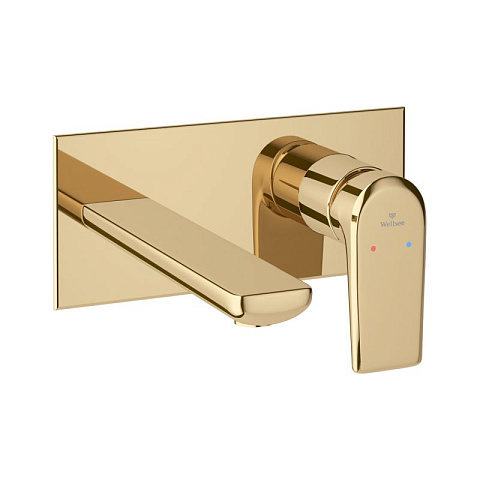 Смеситель для раковины настенный Wellsee ICON! for life 182313001 золото