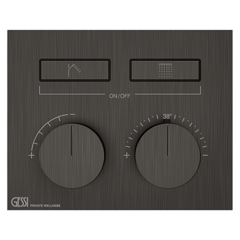 Gessi Hi-Fi Термостат для душа, с включением до 2 источников одновременно (внешняя часть), цвет: Black Metal Brushed PVD, 63004#707