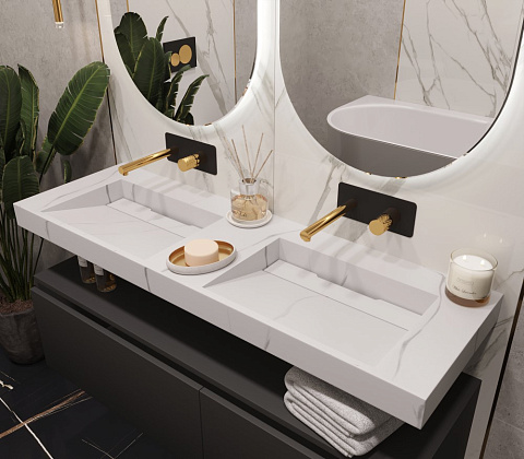 Столешница моноблок Armadi Art FLAT CALACATTA (1410*452*80) 859-140-CLCT