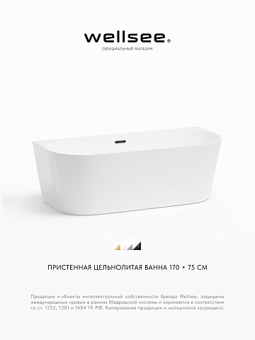 Акционный набор 2 в 1 Wellsee Excellence Pro акриловая ванна пристенная 170x75 с сифоном 28760303R