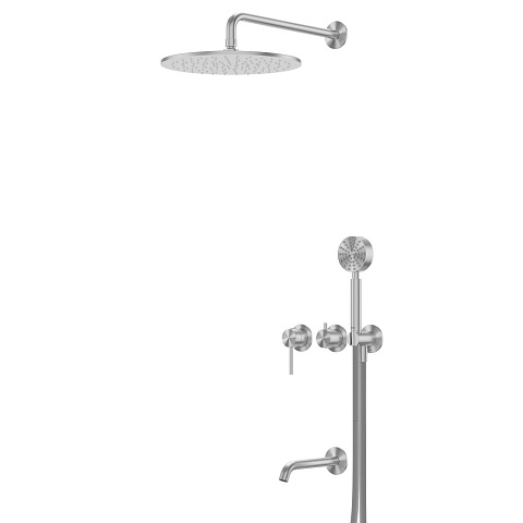 Душевая система ABBER Wasser Kreis 316 AF8117BST скрытого монтажа с изливом, брашированная сталь