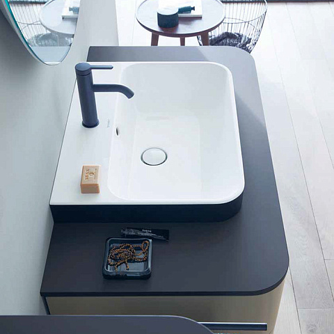 Duravit Happy D.2 Plus Раковина 60х46см с перелив, с 1м отв. под смесит, выпуск с керам. покр цвет Anthracite matt/белый, 2360606100