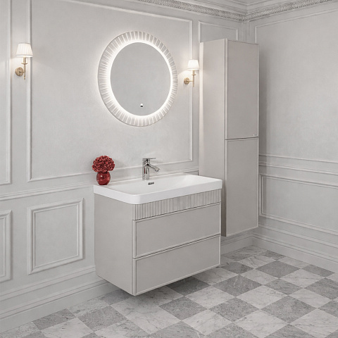Тумба-умывальник Мадрид 80М2(Н) серый шёлк (ножки доп. опция) c раковиной COMFORTY CF19595BX-80 00-00021782