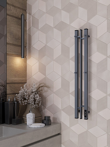 Полотенцесушитель электрический APEXTERMO Дельта DL10181GF 800x100 с крючками, графит металлик