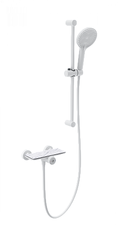 Смеситель для душа с гарнитуром WONZON & WOGHAND ClickPlate, Белый матовый WW-B2052-A-MW