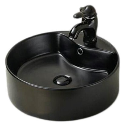 Раковина керамическая чёрная матовая (накладная) SantiLine SL-1069MB