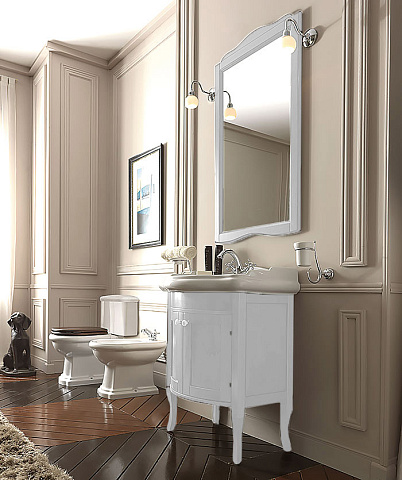 KERASAN Retro 735130, база 69см, с закругленым фасадом, под раковину 1046, цвет белый матовый, ручки: керамика, 735130