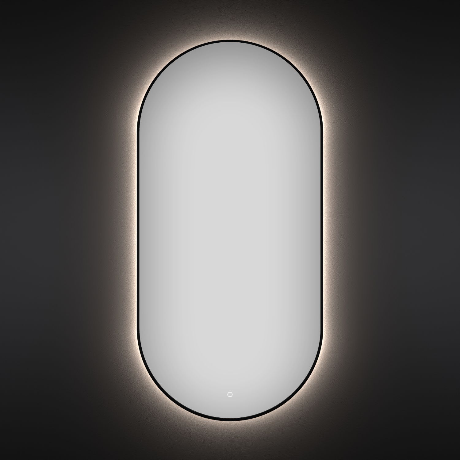 172201500, Овальное зеркало с фоновой LED-подсветкой 40*80 см Wellsee 7 Rays' Spectrum (кнопка снизу), цвет контура черный матовый 172201500-172201510
