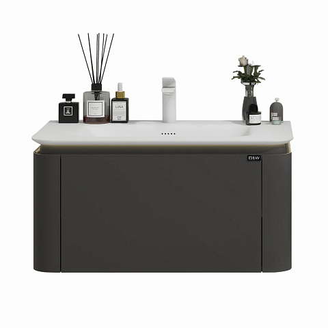 Тумба с раковиной Black&White U935.0800 P02,Unihopper,Corian раковина-столешница/LED light (800x520x400)