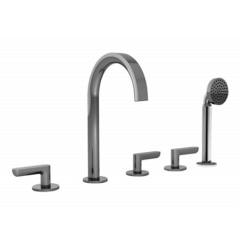 Fantini Icona Deco Смеситель на борт ванны, 5 отв., излив 160мм, с ручн.душем, цвет: хром, 53 02 R165