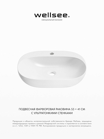 Накладная/подвесная раковина для ванной Wellsee Pro Line 337501000