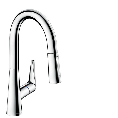 Hansgrohe HG Talis M51 Смеситель для кухни на 1 отв, поворотный излив 185мм с вытяжным душем, 2jet, h152мм, цвет: хром, 73850000