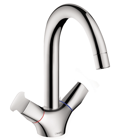 Смеситель Hansgrohe Logis для раковины c двумя рукоятками с донным клапаном 71222000