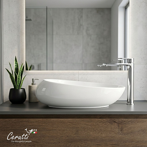 Раковина накладная Ceruttispa, CR0058B (580х370х140 ) белая, смещенный овал