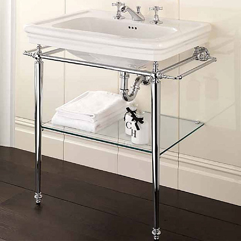 Devon&Devon Devon Etoile Консоль с полотенцедержателями и стеклянной полочкой, под раковину, цвет хром, DEETOILECR