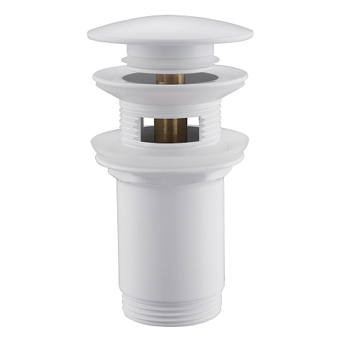 Донный клапан ABBER AF0010W с переливом, клик-клак, белый матовый