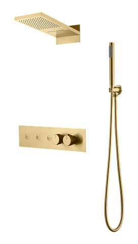 Встроенная душевая система Boheme FUSION с термостатом, трехпозиционная MATT GOLD 131-MG